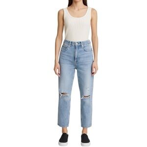 Denim Forum The Joni High Rise Loose Distressed Leg Jean Light Wash size 24